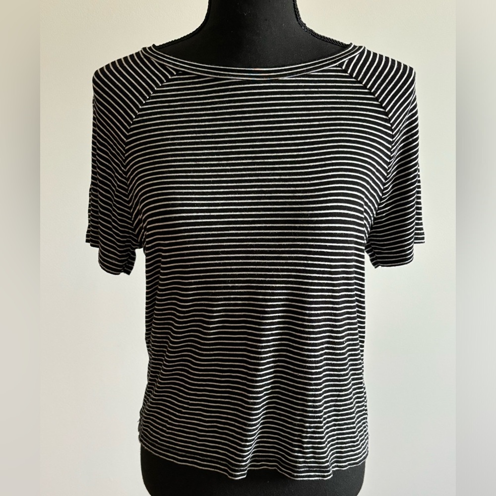 Black and White Striped Women's Top